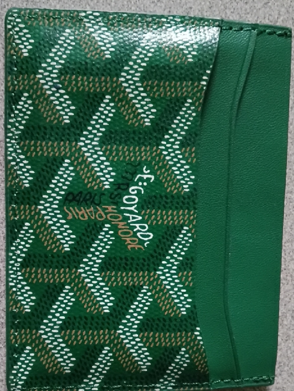 Goyard Green Chevron Card Sleeve